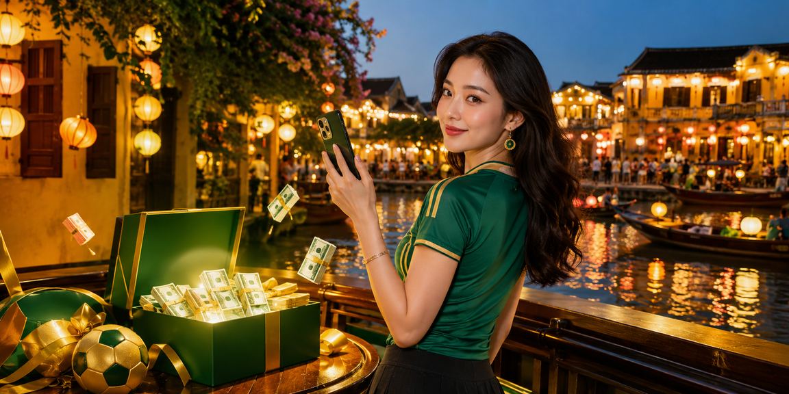 Du khách và người dân Hội An trải nghiệm casino mobile dưới ánh đèn lồng buổi tối