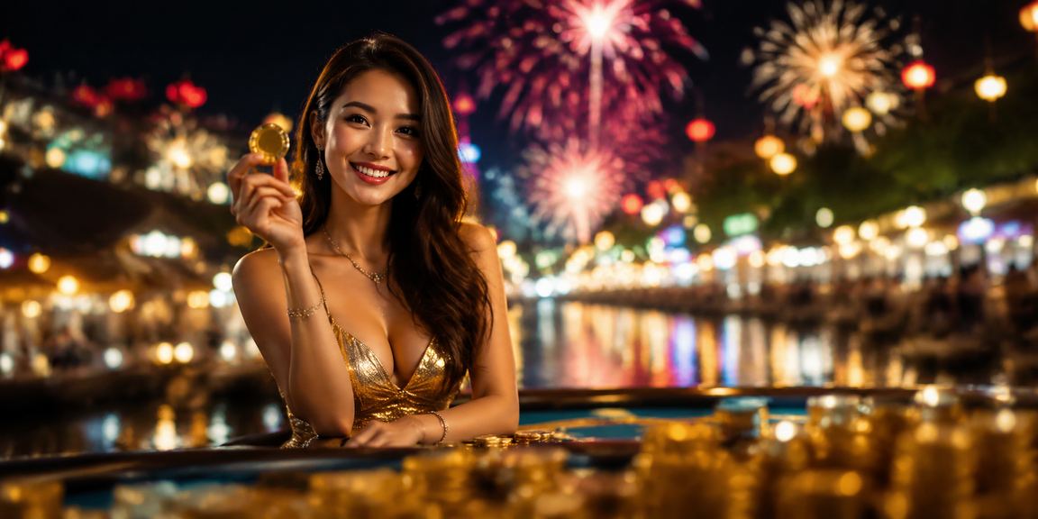 Người chơi tại Nha Trang xem thông tin tài khoản happyluke vào buổi tối tại chợ đêm